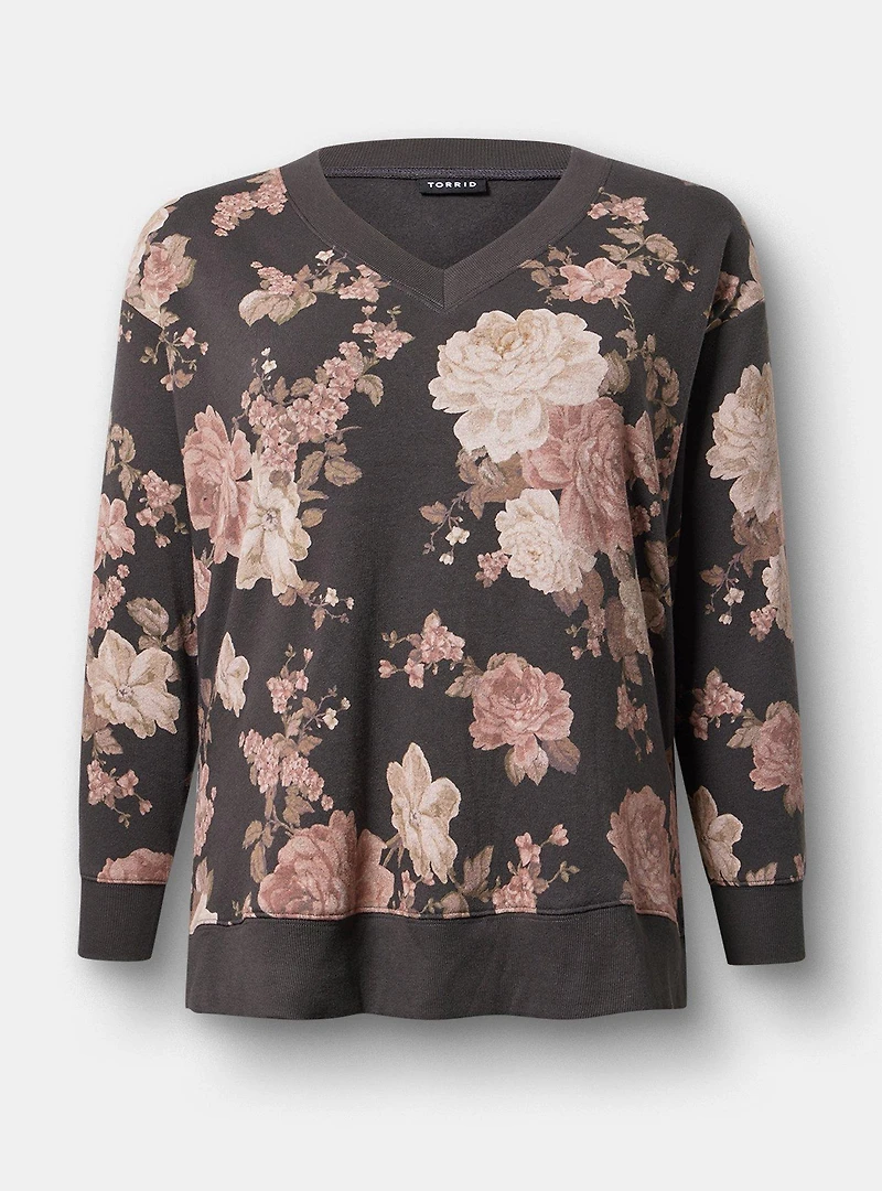 V-Neck Step Hem Sweatshirt