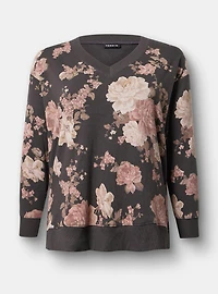 V-Neck Step Hem Sweatshirt