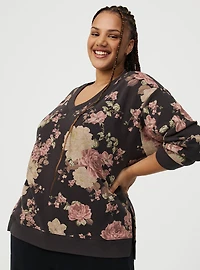 V-Neck Step Hem Sweatshirt