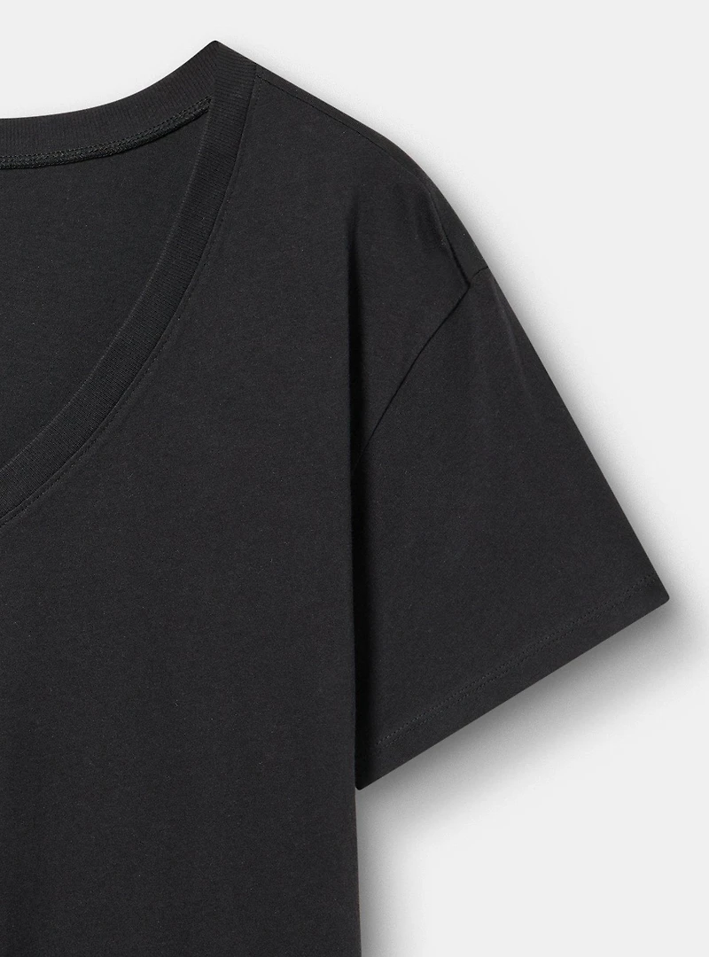 Relaxed Vintage Cotton Jersey V-Neck Tee