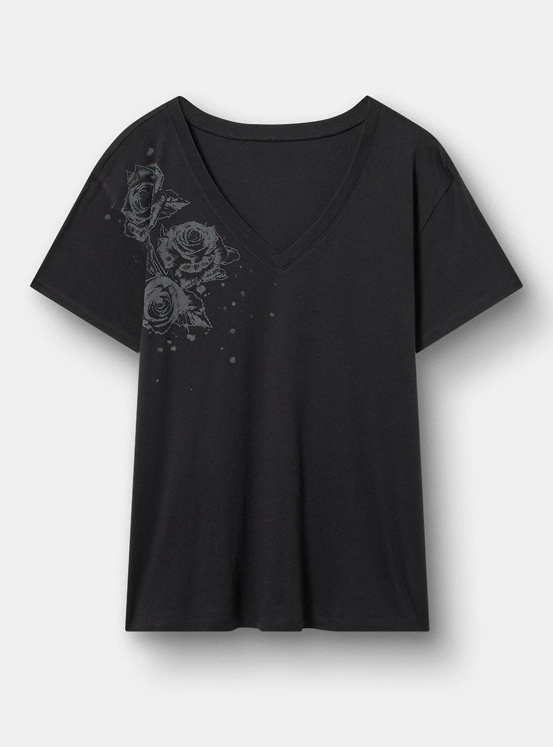 Relaxed Vintage Cotton Jersey V-Neck Tee