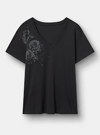 Relaxed Vintage Cotton Jersey V-Neck Tee