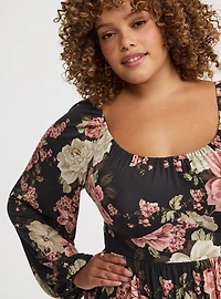 Tiered 3/4 Sleeve Mini Dress