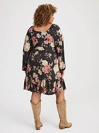 Tiered 3/4 Sleeve Mini Dress