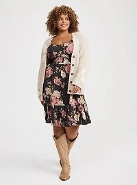 Tiered 3/4 Sleeve Mini Dress
