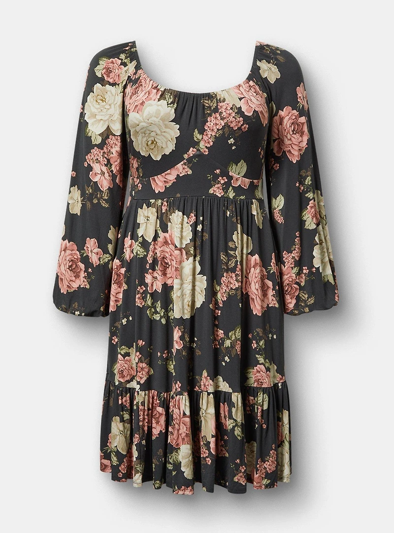 Tiered 3/4 Sleeve Mini Dress