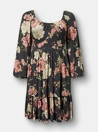 Tiered 3/4 Sleeve Mini Dress