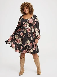 Tiered 3/4 Sleeve Mini Dress