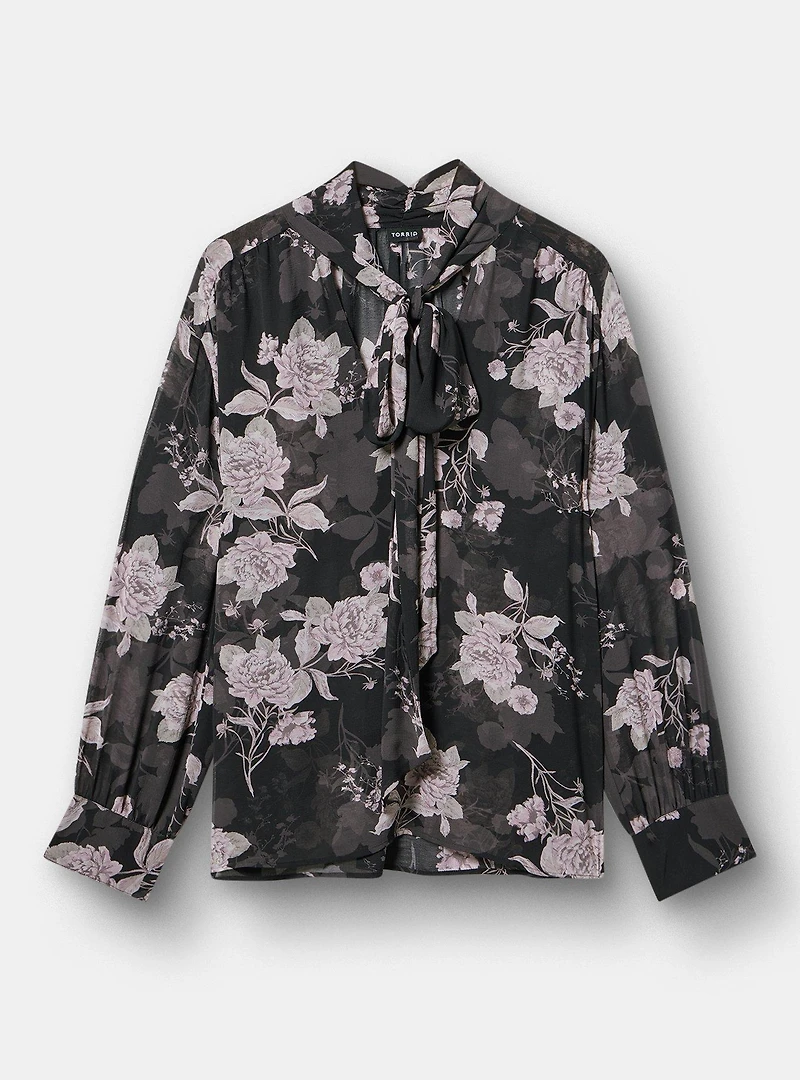 Drop Shoulder Tie-Front Blouse