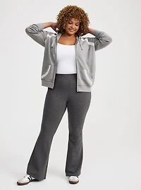 Cozy Fleece Lace Trim Zip-Up Hoodie