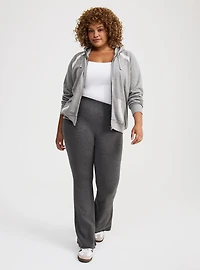 Cozy Fleece Lace Trim Zip-Up Hoodie