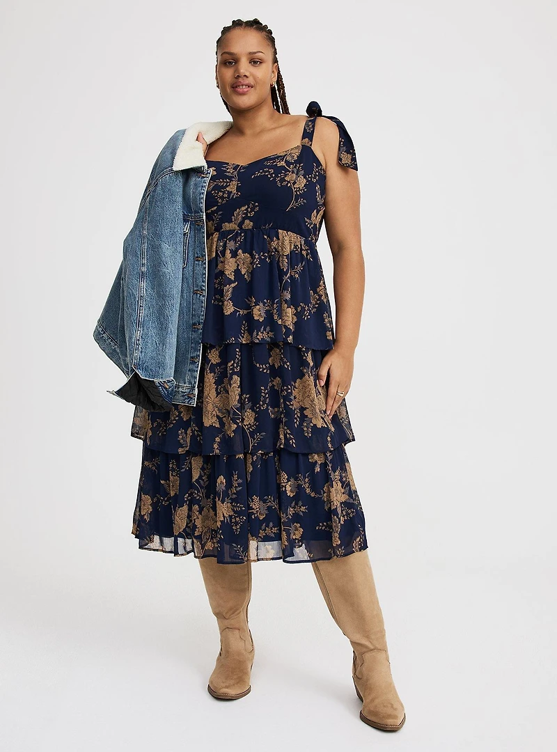 Sweetheart Tiered Midi Dress