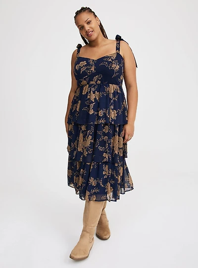 Sweetheart Tiered Midi Dress