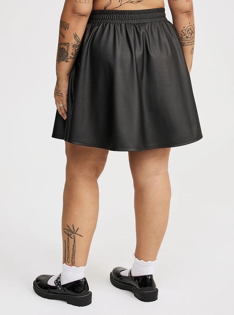 Faux Leather Circle Skirt