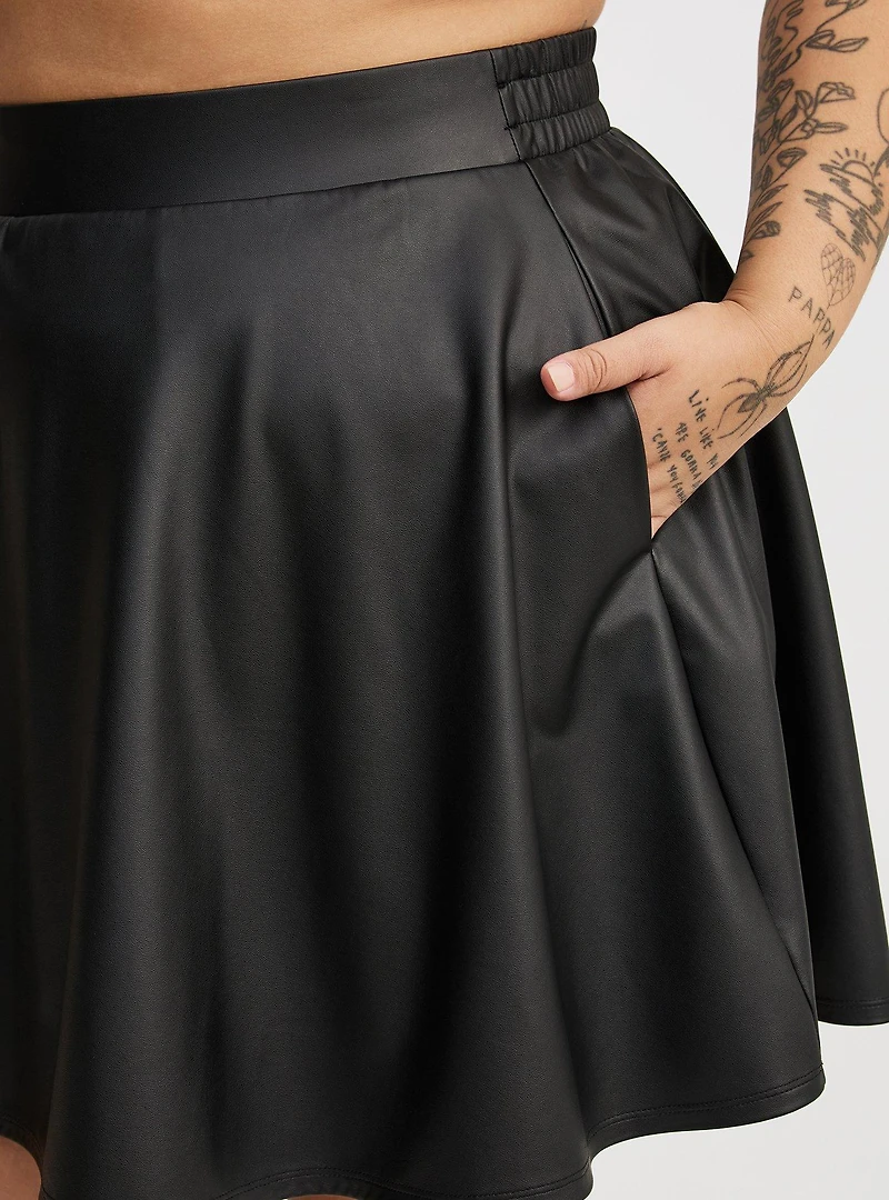 Faux Leather Circle Skirt