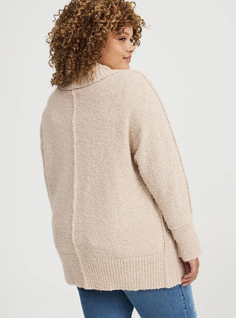 Boucle Open Front Dolman Cardigan Sweater