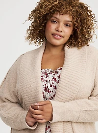 Boucle Open Front Dolman Cardigan Sweater