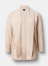 Boucle Open Front Dolman Cardigan Sweater