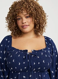 Tie Front Babydoll Top