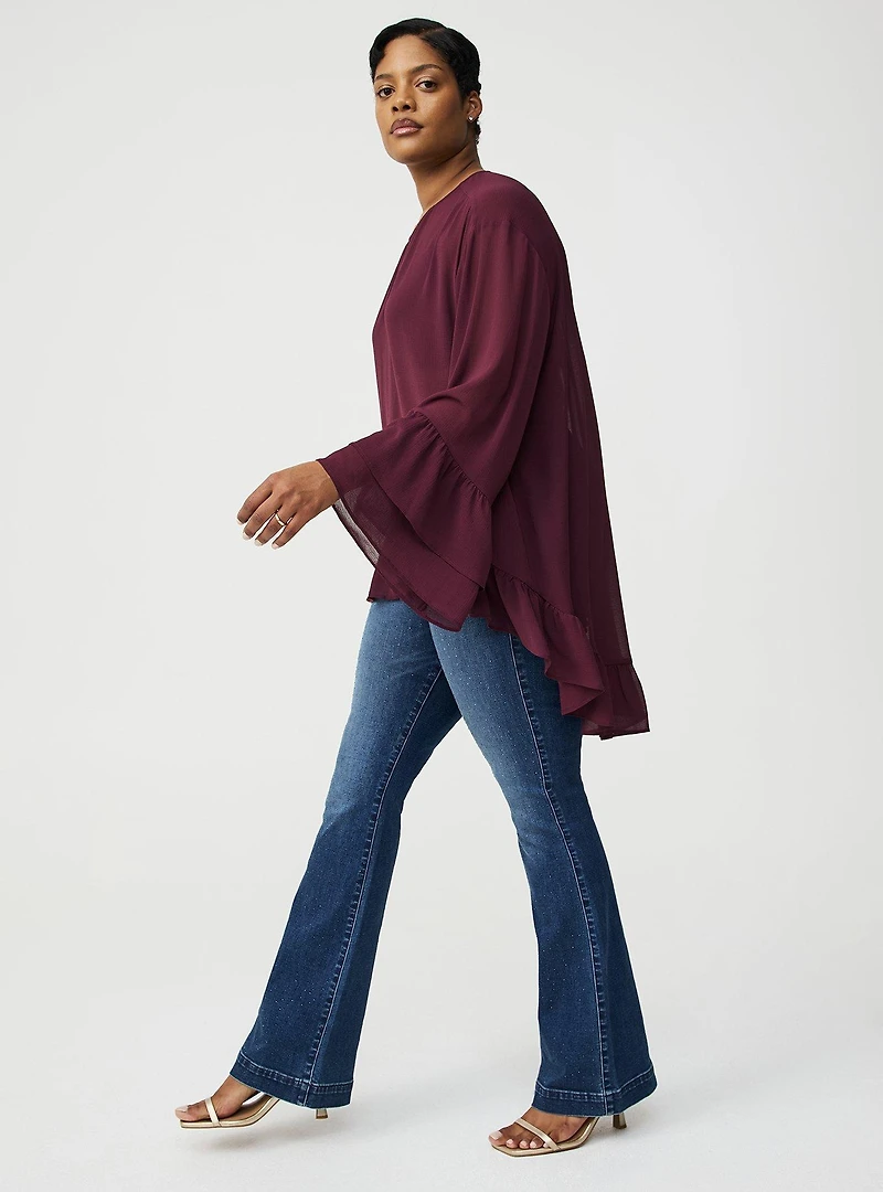 Chiffon Ruffle Hi-Low Blouse