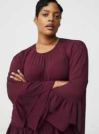 Chiffon Ruffle Hi-Low Blouse