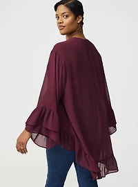 Chiffon Ruffle Hi-Low Blouse