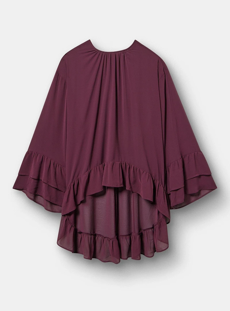 Chiffon Ruffle Hi-Low Blouse