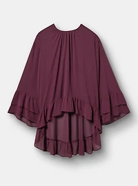 Chiffon Ruffle Hi-Low Blouse