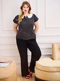 Retro Chic Lace Collar Blouse