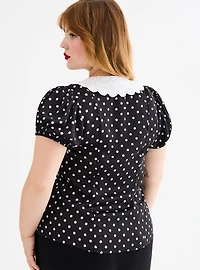 Retro Chic Lace Collar Blouse