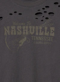 Vintage Cotton Destructed Roll Sleeve Tee