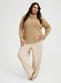 Ribbed Turtleneck Pullover Sweater