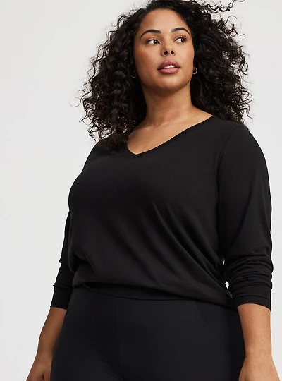 Girlfriend Signature Jersey Long Sleeve V-Neck Tee