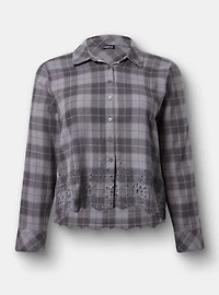 Embroidered Flannel Crop Shirt