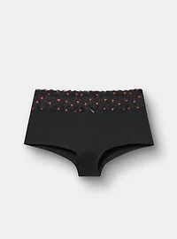 Cotton Mid-Rise Lace Trim Boyshort Panty