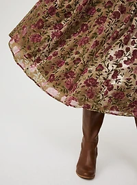 Burnout Velvet Raglan Tea Length Dress