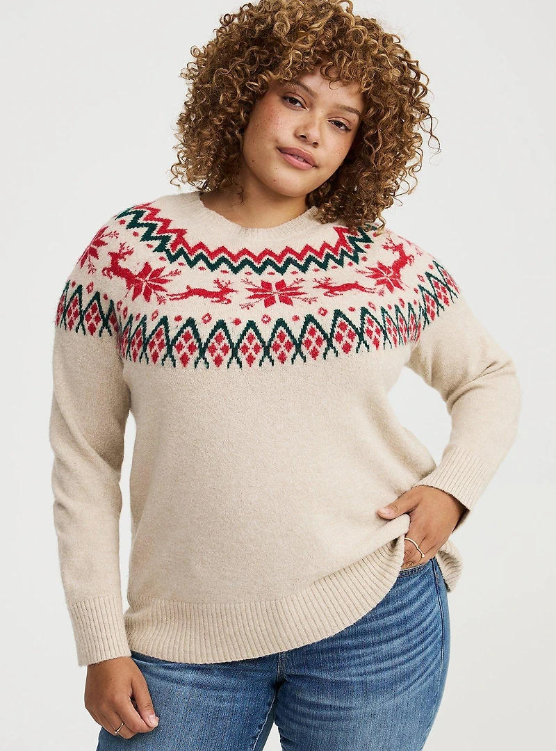 Fair Isle Crew Pullover Sweater