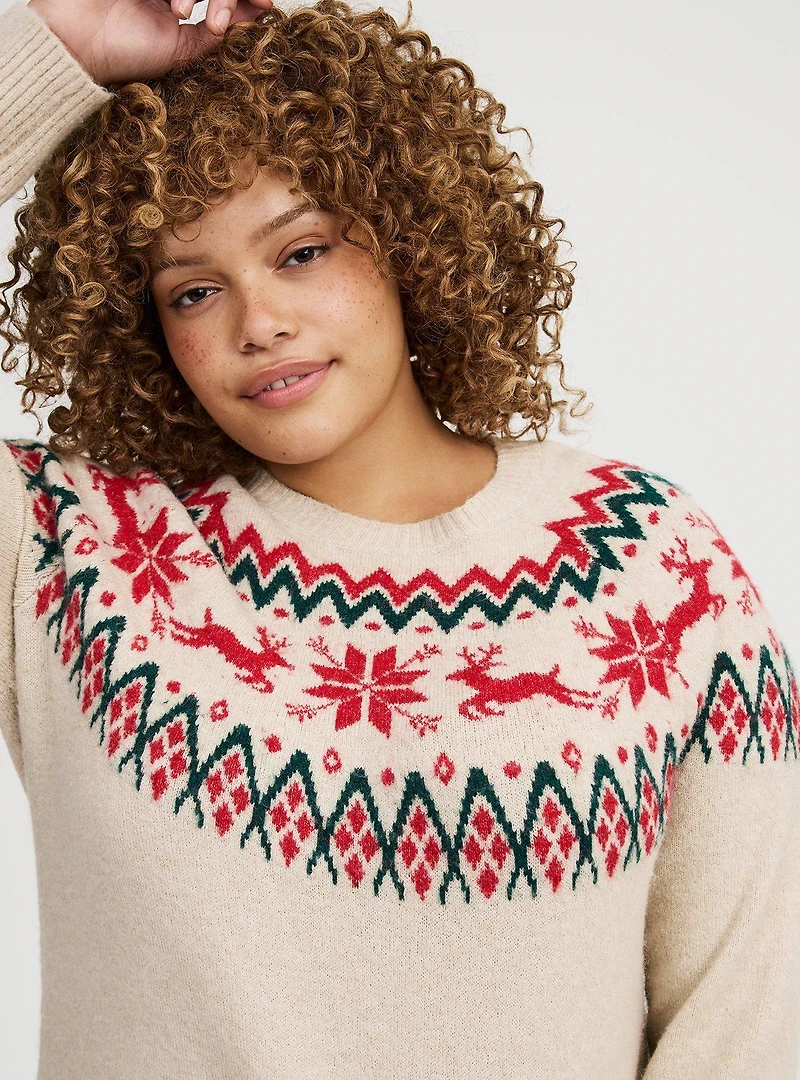 Fair Isle Crew Pullover Sweater