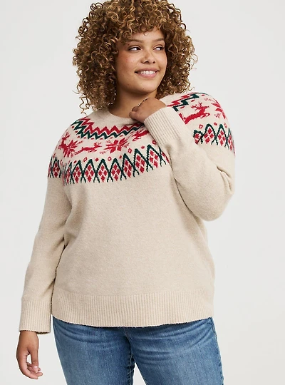 Fair Isle Crew Pullover Sweater