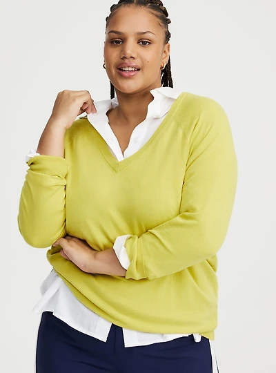 V-Neck Raglan Sweater