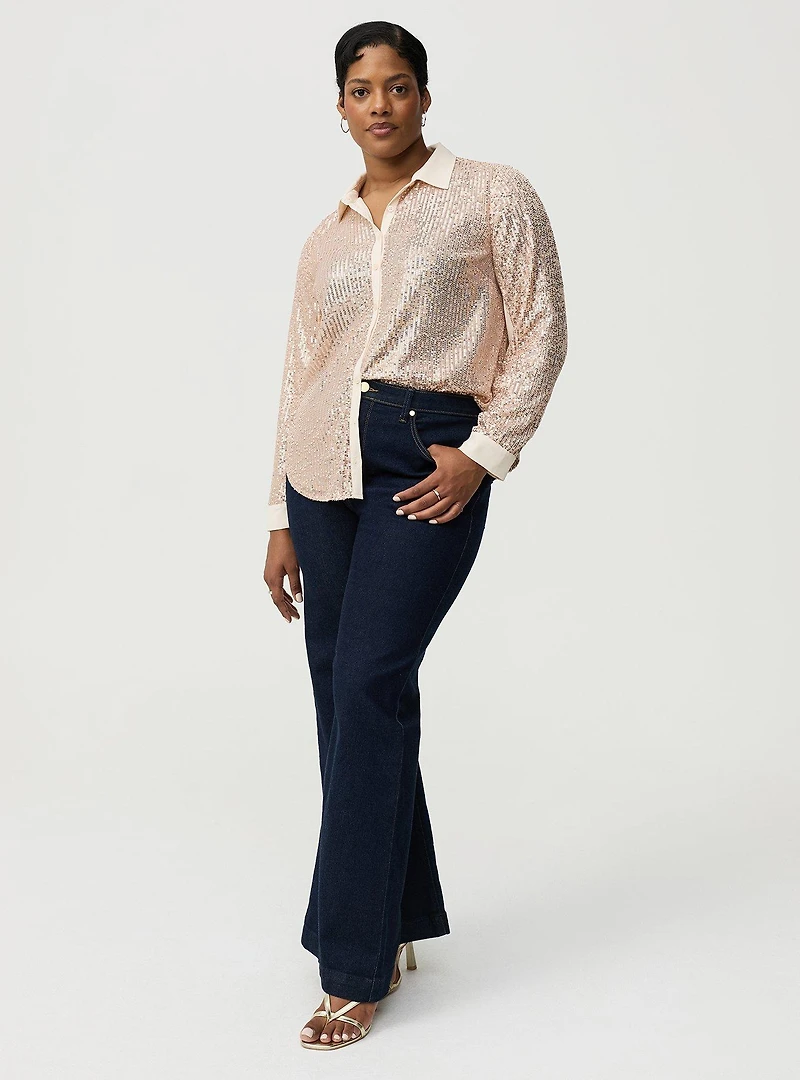 Madison Sequin Button-Up Shirt