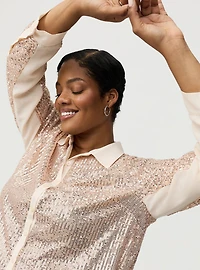 Madison Sequin Button-Up Shirt