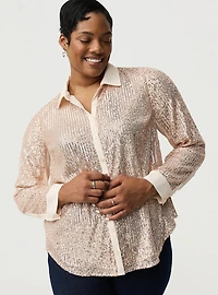 Madison Sequin Button-Up Shirt