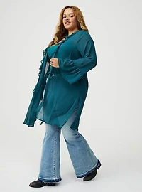 V-Neck Ruffle Tunic
