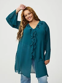 V-Neck Ruffle Tunic