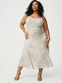 V-Neck Sequin Slip Maxi Dress