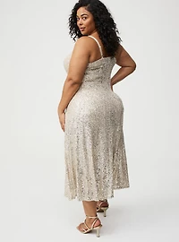 V-Neck Sequin Slip Maxi Dress