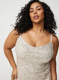 V-Neck Sequin Slip Maxi Dress