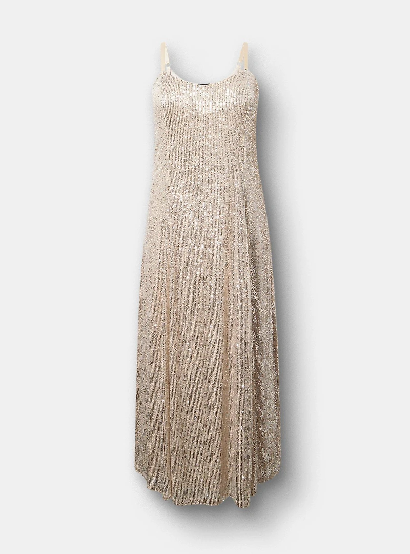 V-Neck Sequin Slip Maxi Dress