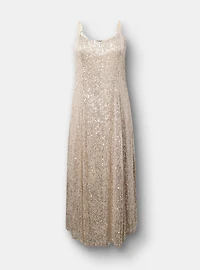 V-Neck Sequin Slip Maxi Dress